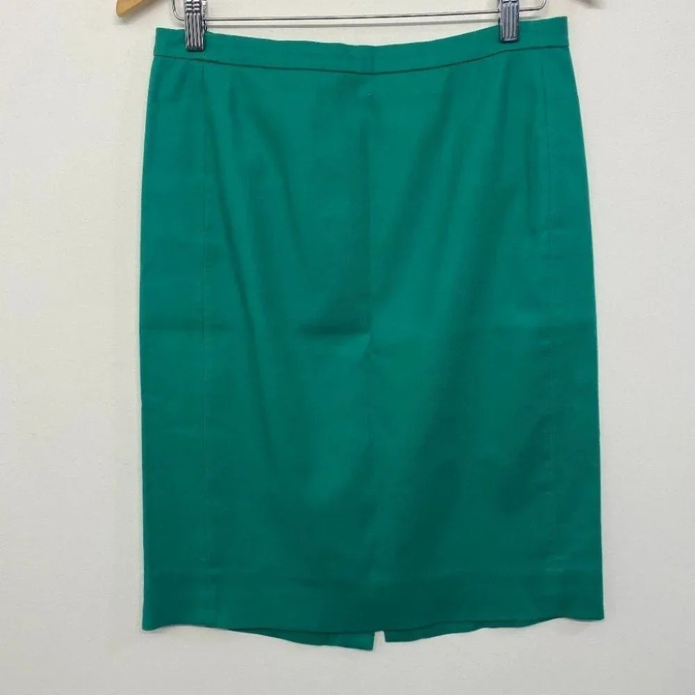J Crew Cotton Midi‎ Pencil Straight Skirt Women's 4 Green Lined